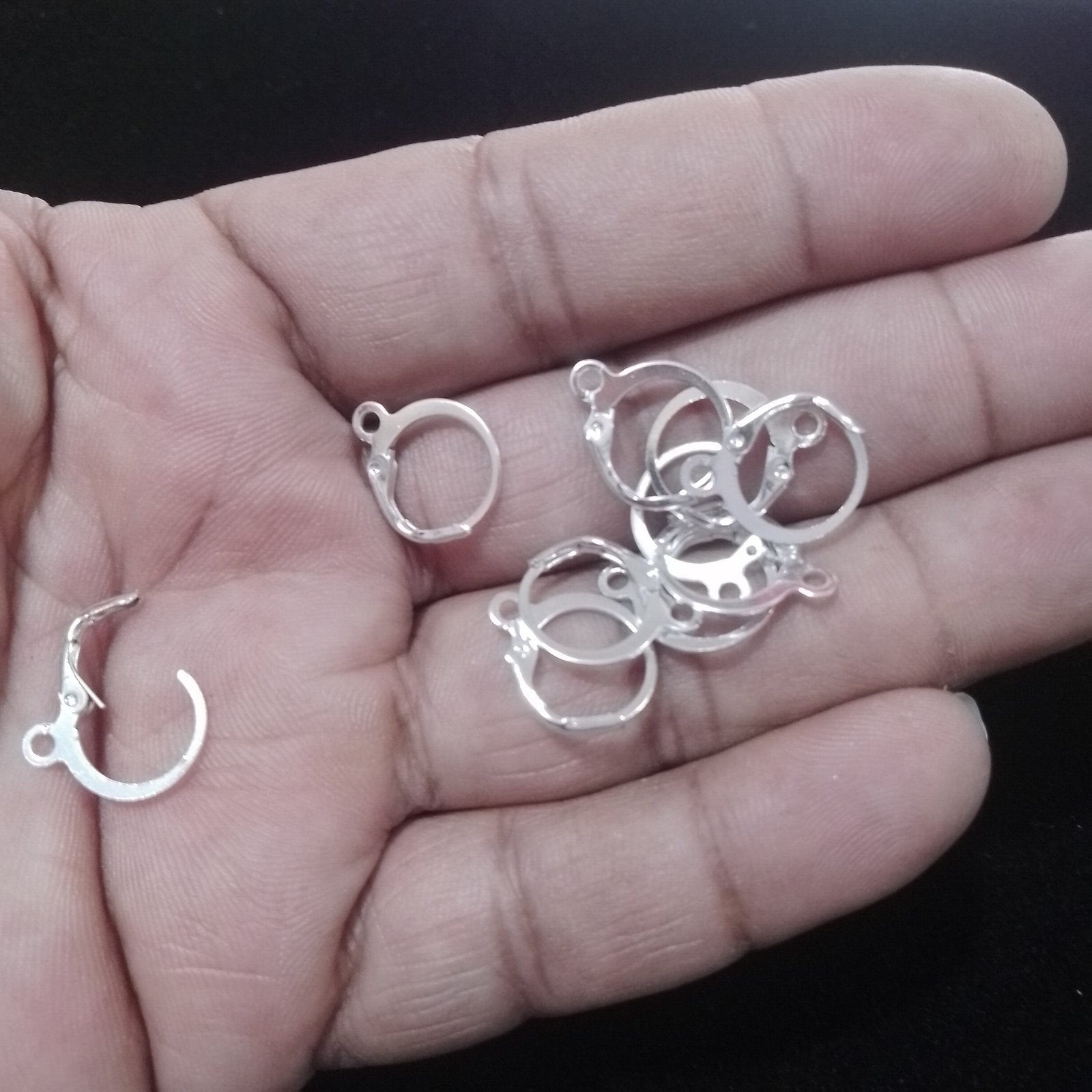 Silver Plated Round Leverback Earwire (12mm) – 10 Pcs