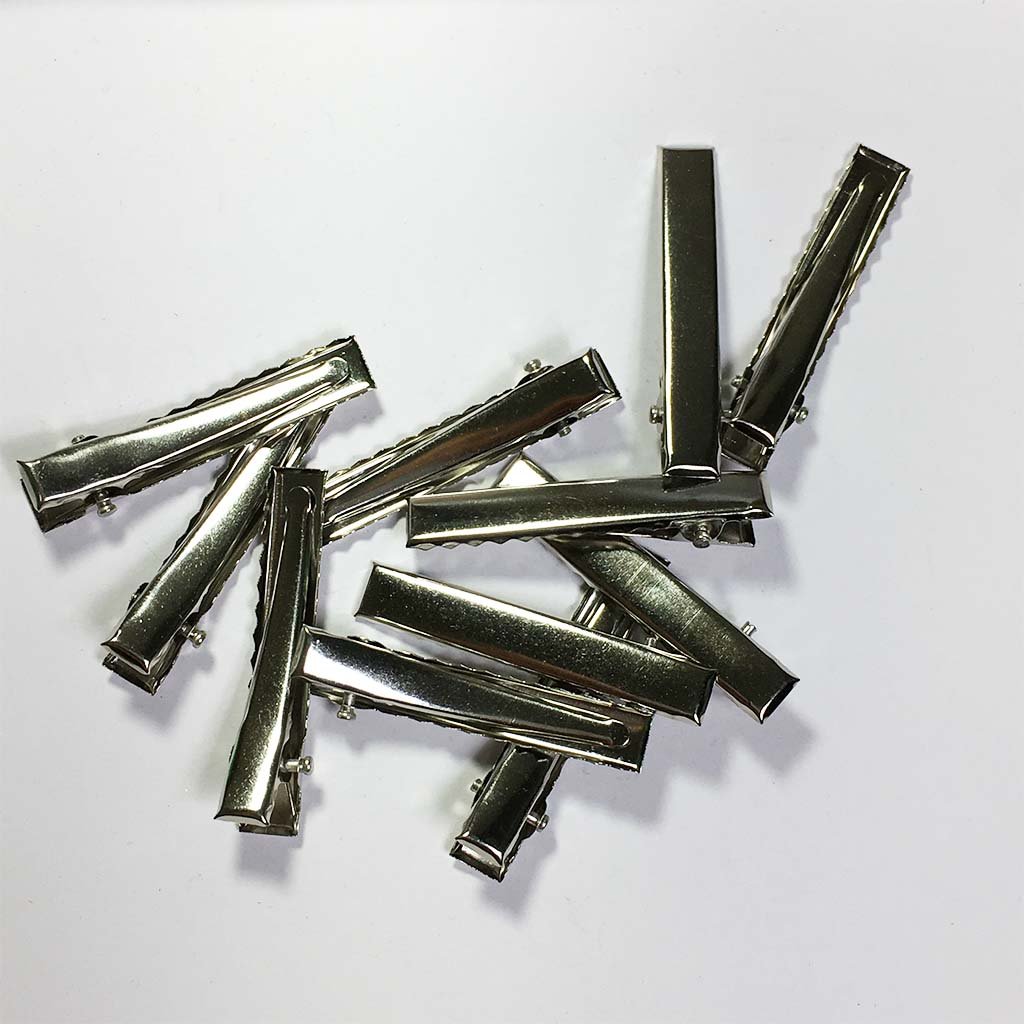 12Pcs Alligator Clips For Making Hair Bow, Flower Accessories Silver