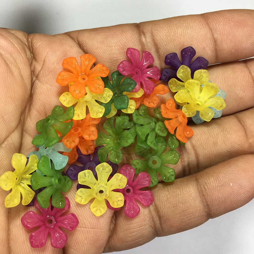 16mm Mixed Color Clear Flower Shape Brooch Material or Charms (10grams)