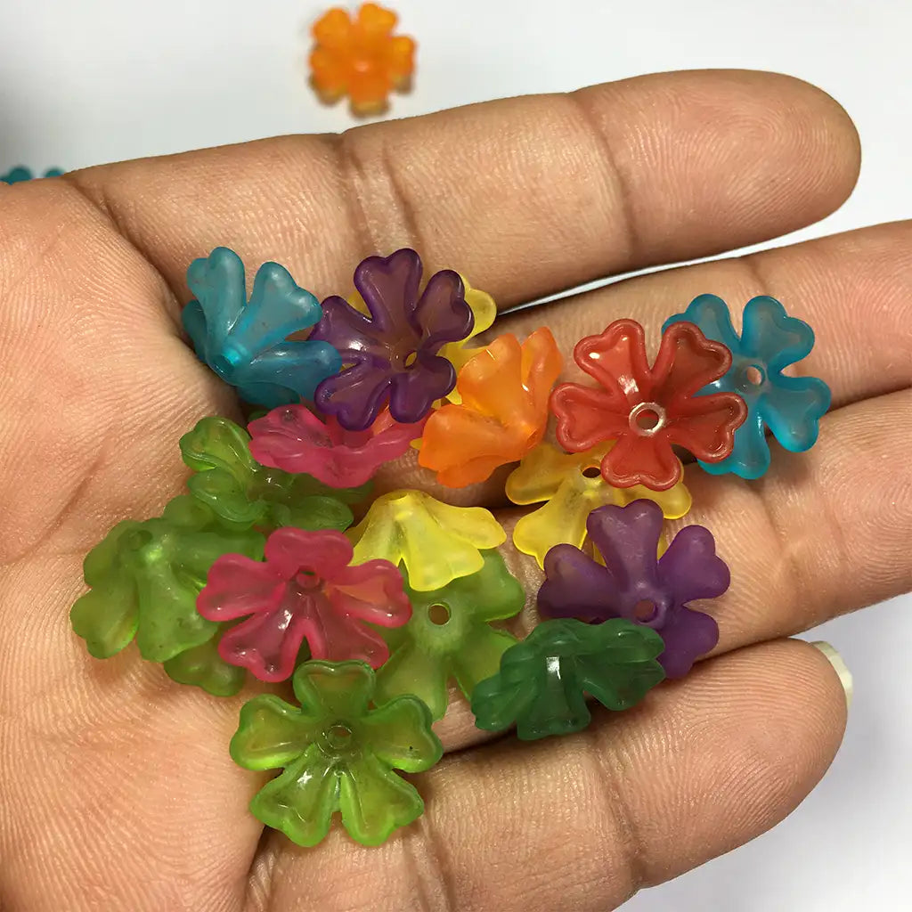 17mm Mixed Color Clear Flower Shape Brooch Material or Charms (10grams)