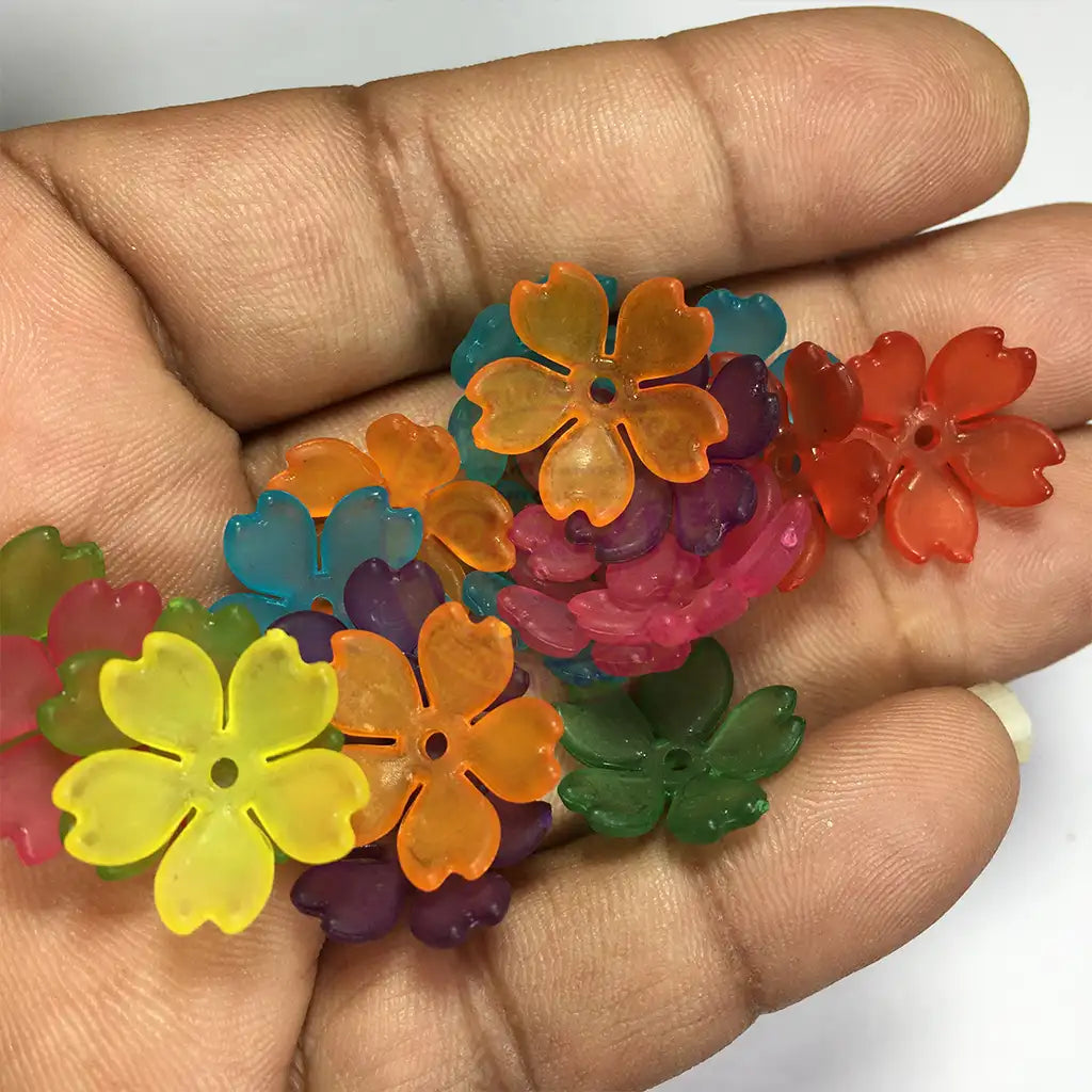 18mm Mixed Color Clear Cyanthiform Flower Shape Brooch Material or Charms (10grams)
