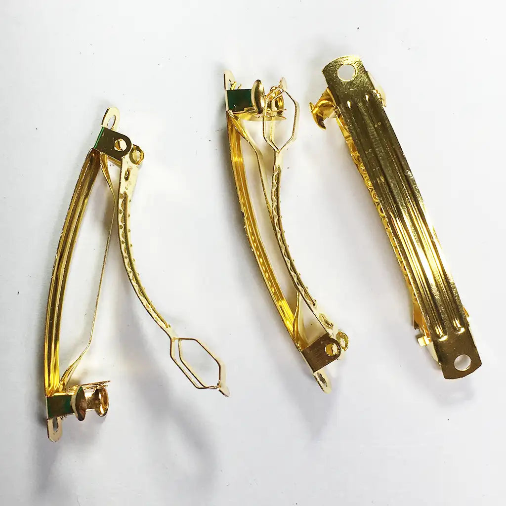 2.5 Inch French Barrette Hair Clips Gold Color (3Pcs)