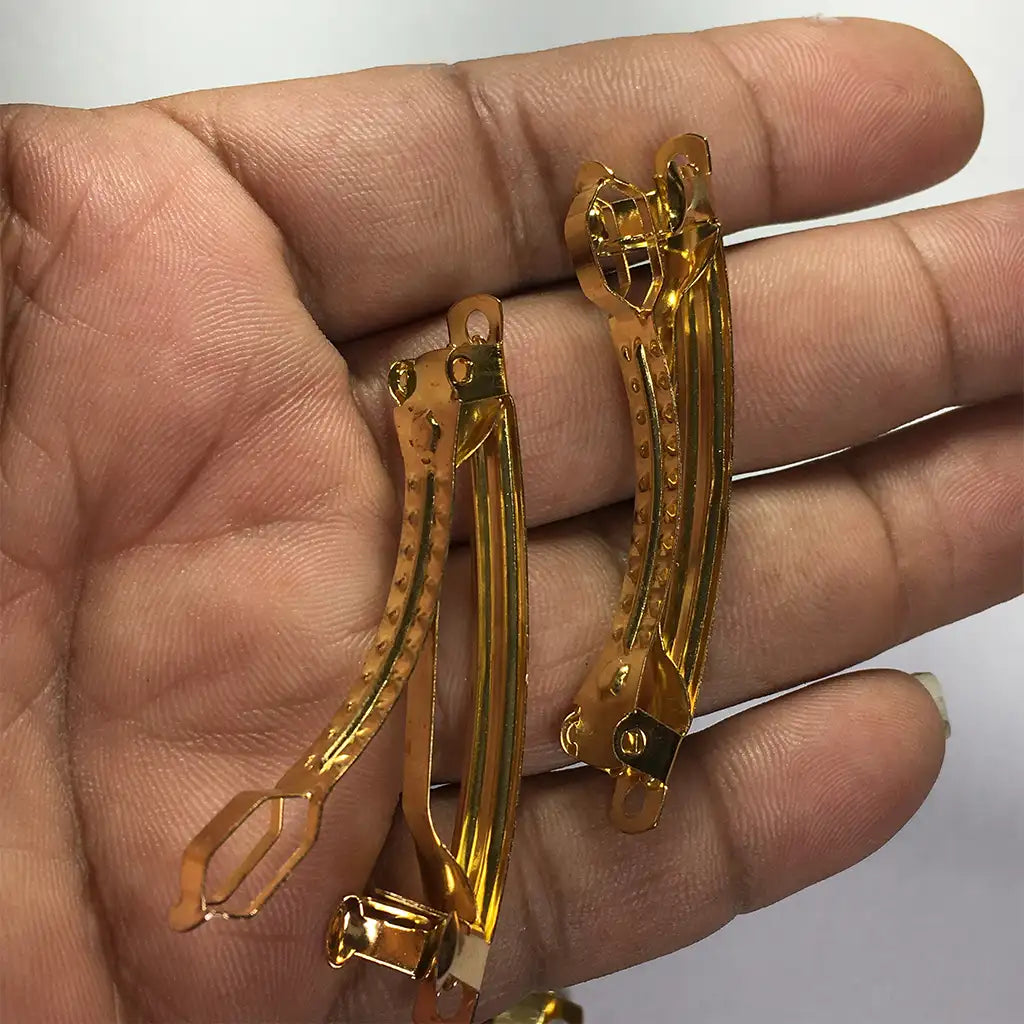 2.5 Inch French Barrette Hair Clips Gold Color (3Pcs)
