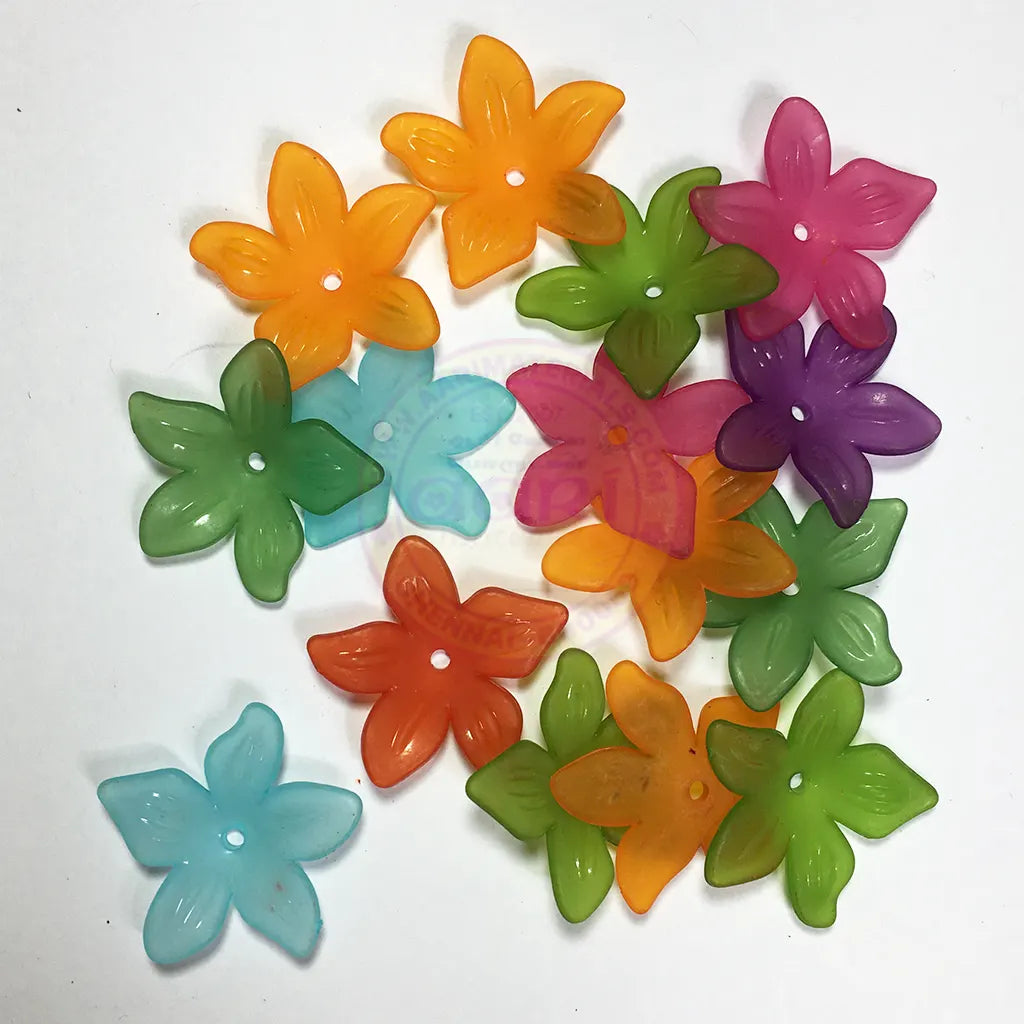 25mm Mixed Color Clear Flower Shape Brooch Material or Charms (10grams)