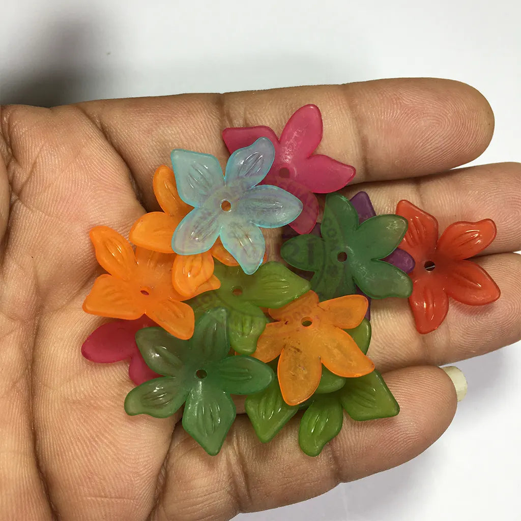 25mm Mixed Color Clear Flower Shape Brooch Material or Charms (10grams)