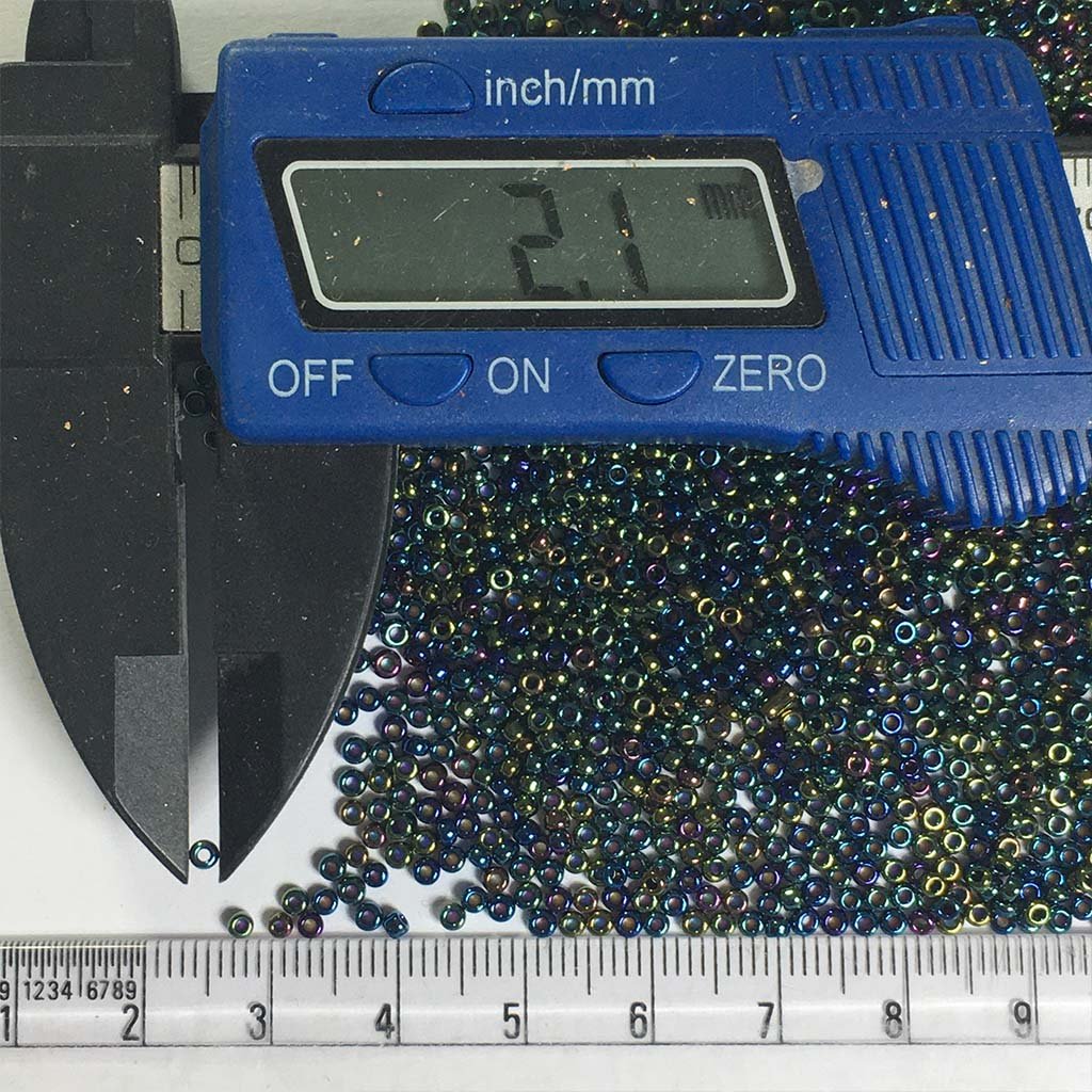 Glass Seed Beads in Peacock Color 2MM (25grams)