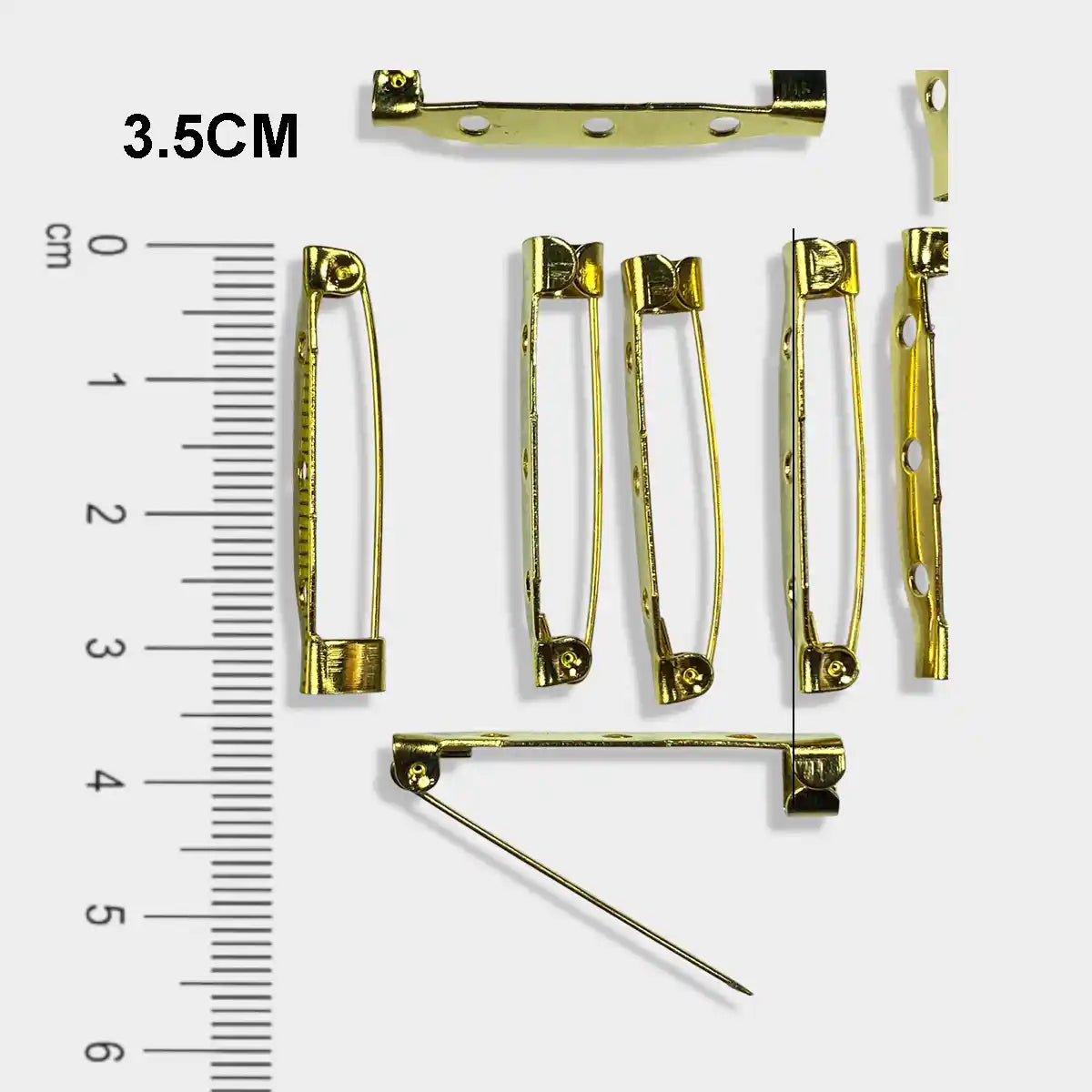 Gold 3-Hole Brooch Clasps for Jewellery Making (Pack of 10 Pieces)