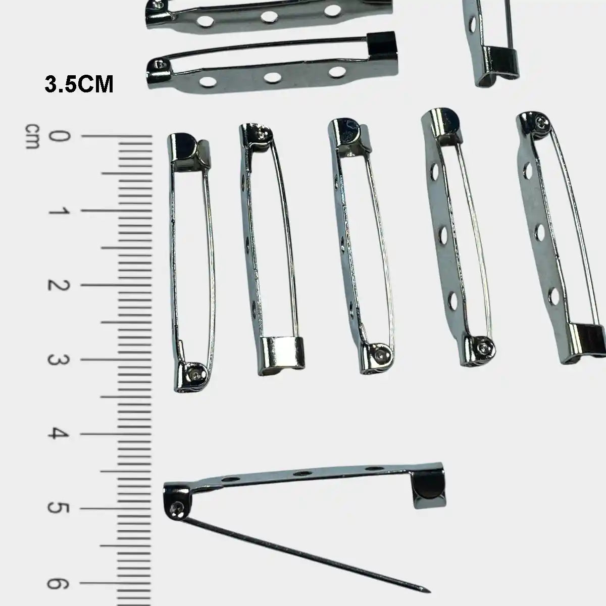 Silver 3-Hole Brooch Clasps for Jewellery Making (Pack of 10 Pieces)