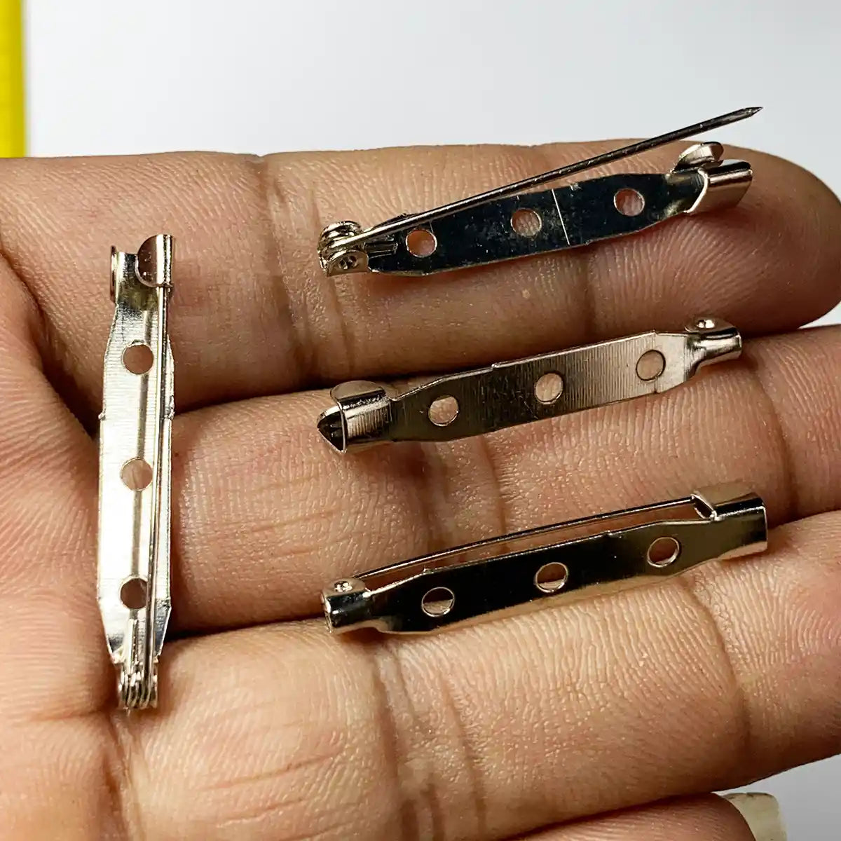 Silver 3-Hole Brooch Clasps for Jewellery Making (Pack of 10 Pieces)