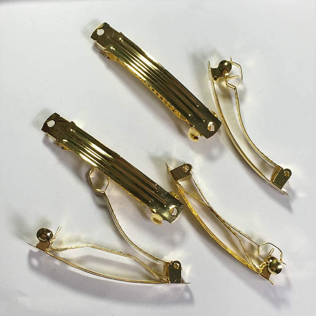 3 Inch French Barrette Hair Clips Gold Color (3Pcs)