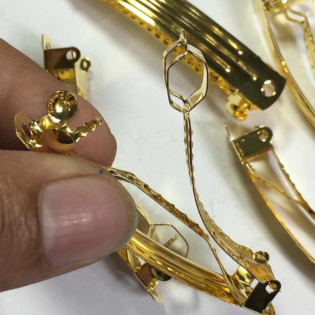 3 Inch French Barrette Hair Clips Gold Color (3Pcs)