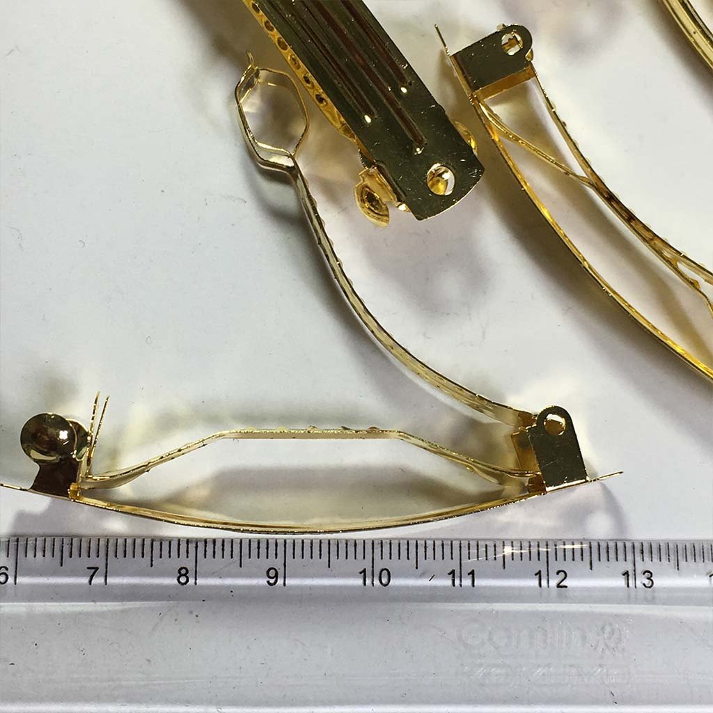 3 Inch French Barrette Hair Clips Gold Color (3Pcs)