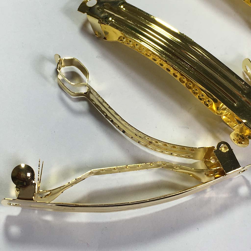 3 Inch French Barrette Hair Clips Gold Color (3Pcs)