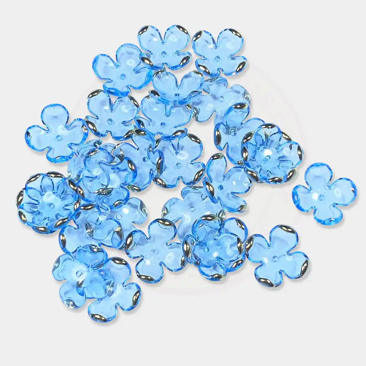 3D Resin flower Beads With Golden Edge Sky Blue Color - 10 grams