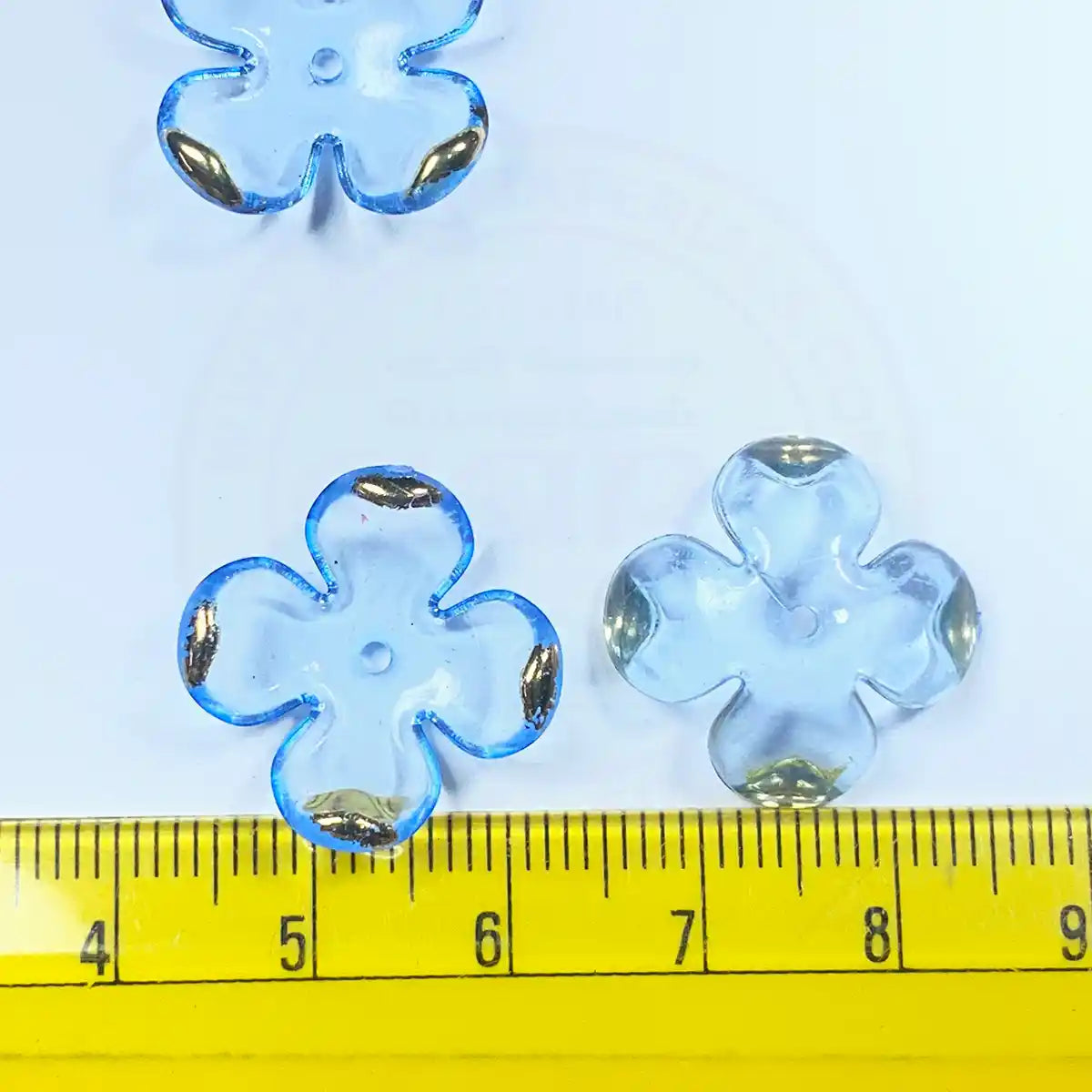 3D Resin flower Beads With Golden Edge Sky Blue Color - 10 grams