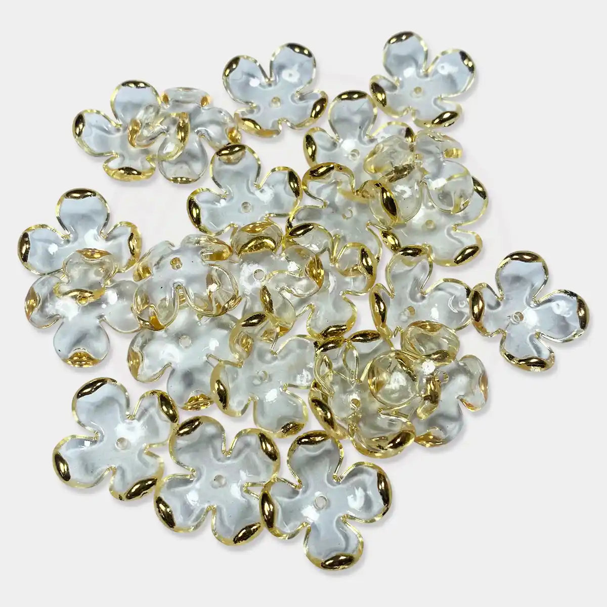 3D Resin flower Beads With Golden Edge Gold Color - 10 grams