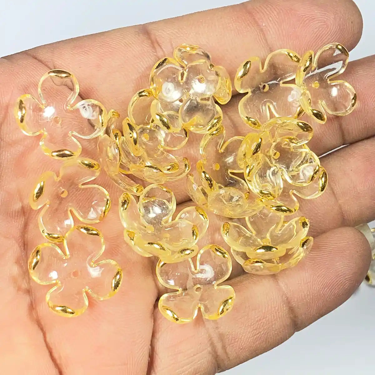 3D Resin flower Beads With Golden Edge Gold Color - 10 grams