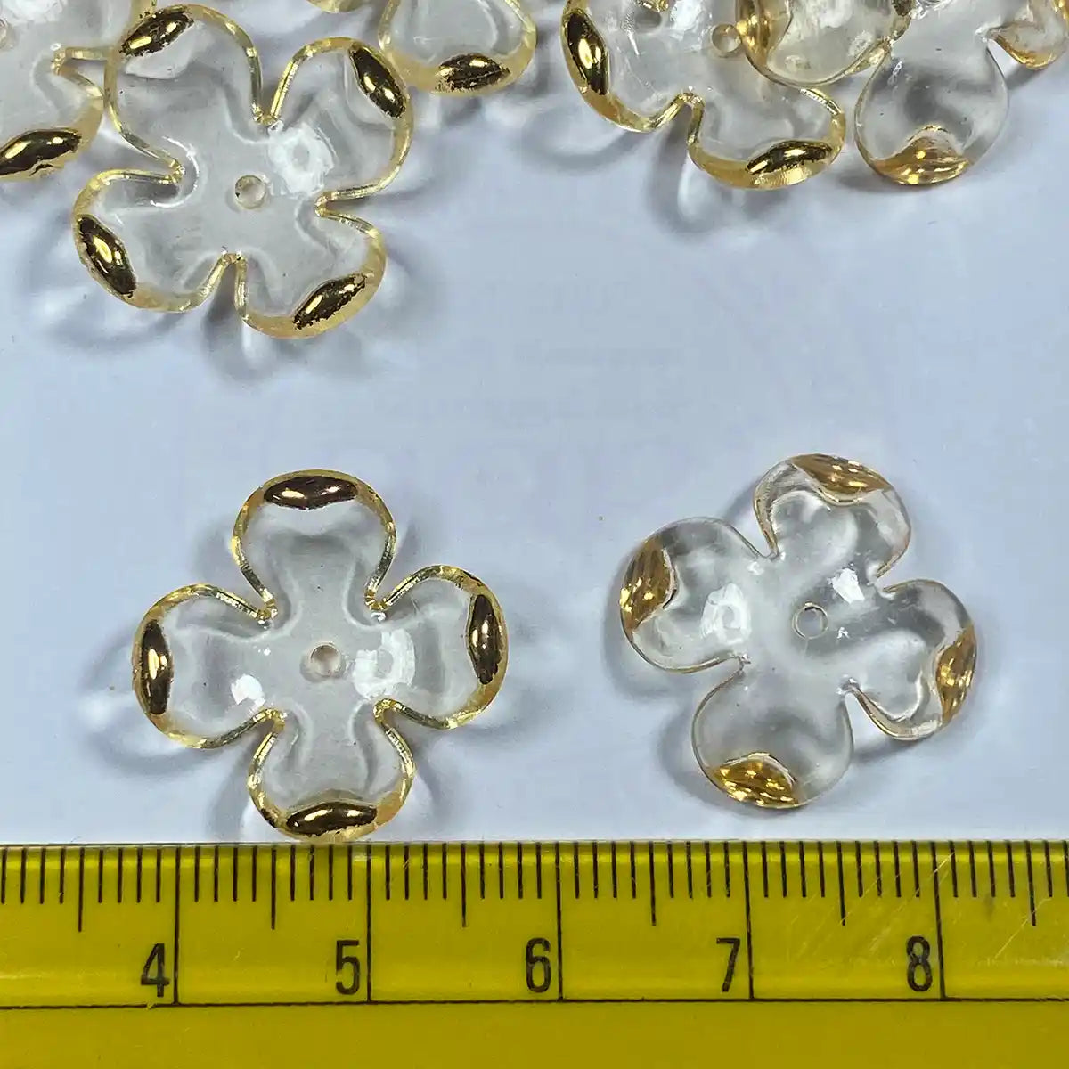 3D Resin flower Beads With Golden Edge Gold Color - 10 grams