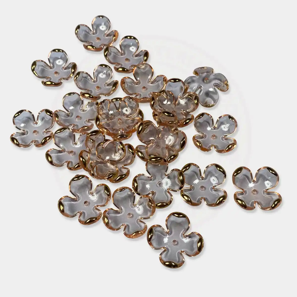 3D Resin flower Beads With Golden Edge Orange Color - 10 grams