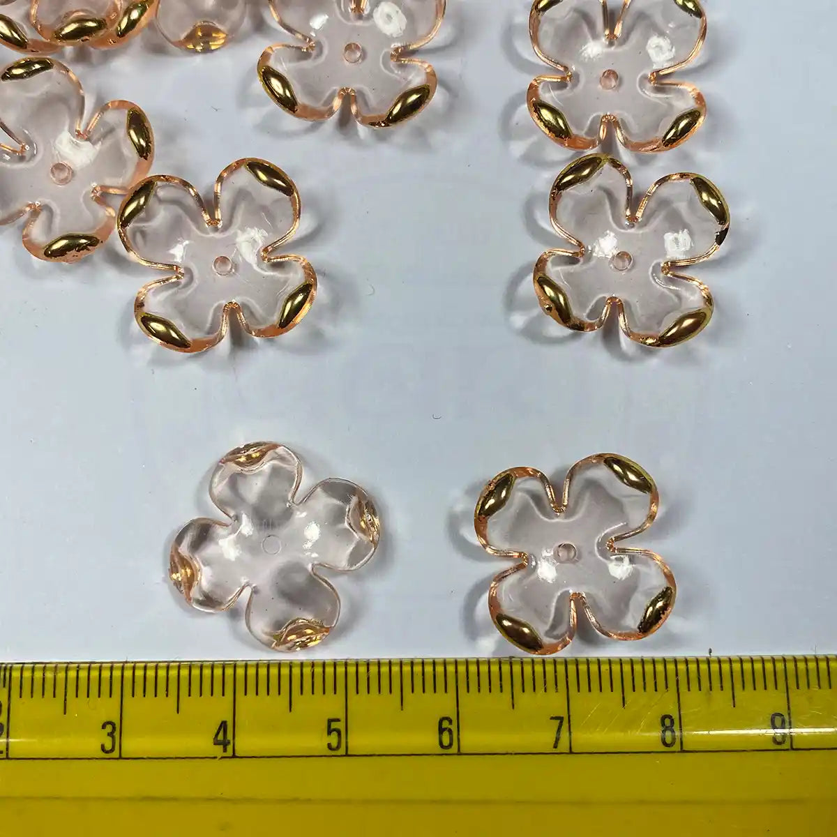 3D Resin flower Beads With Golden Edge Orange Color - 10 grams
