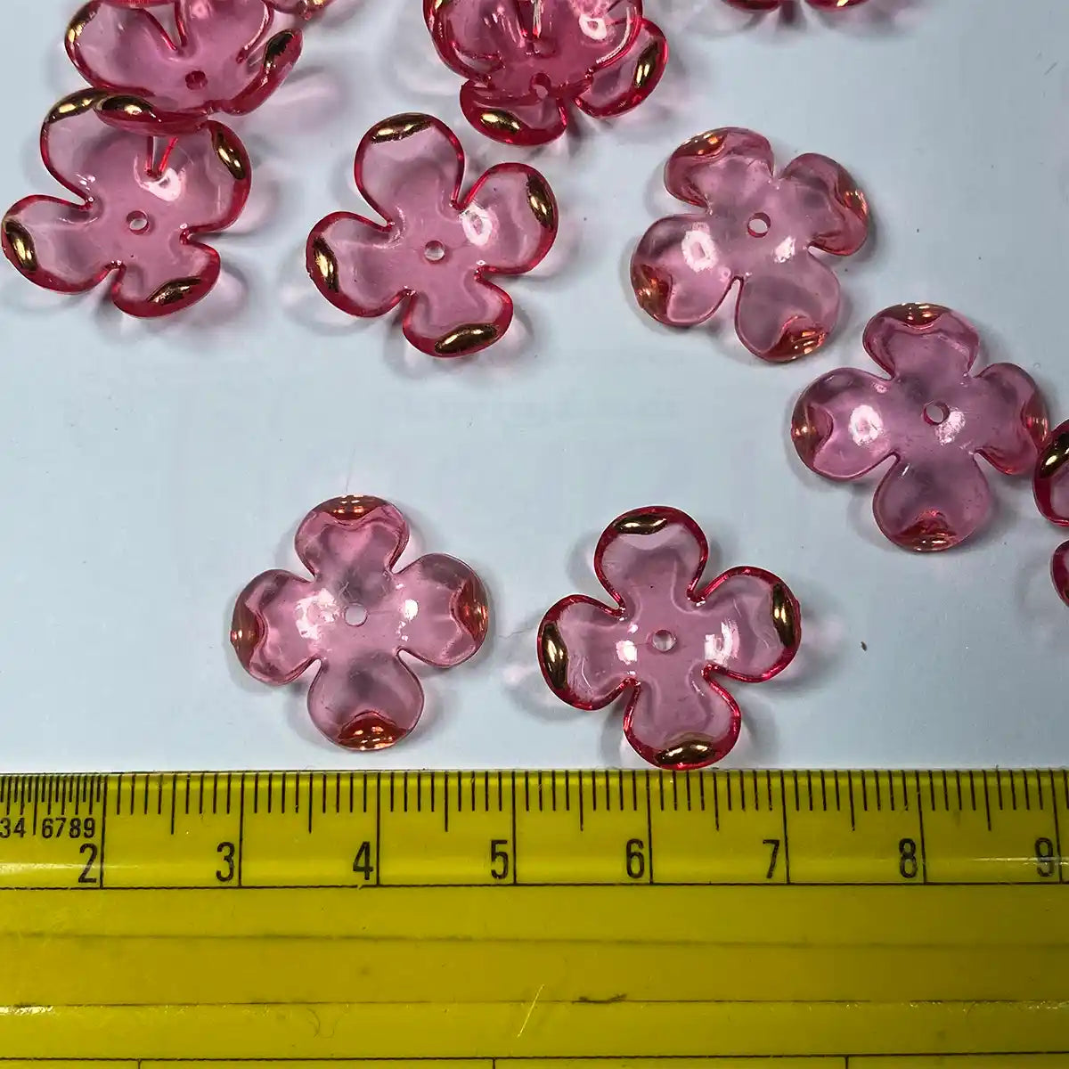 3D Resin flower Beads With Golden Edge Rose Color - 10 grams