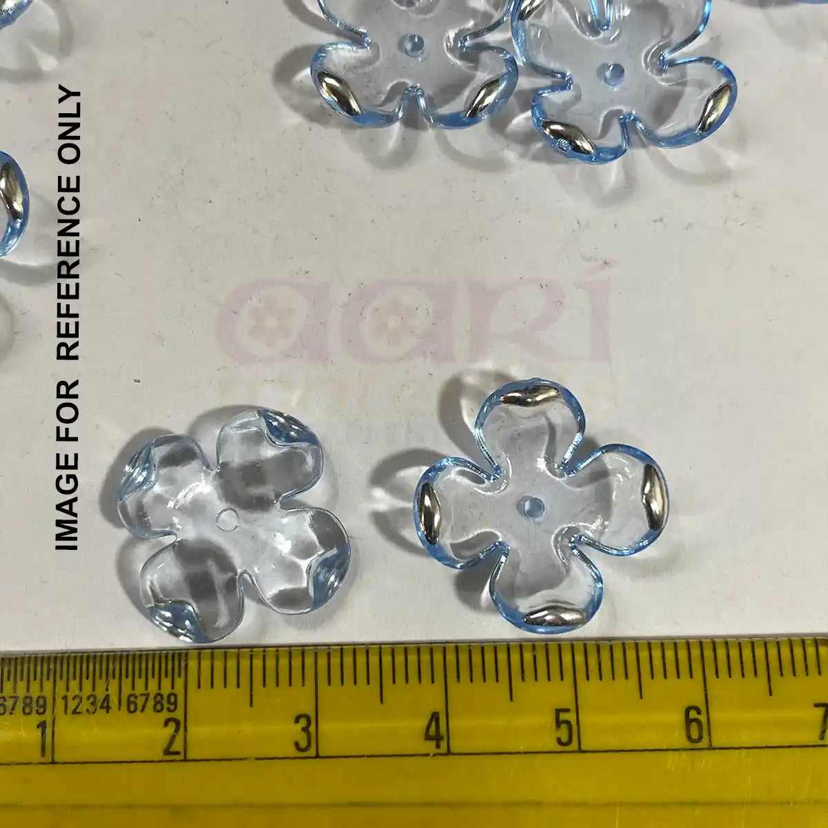 3D Resin Flower Beads with Silver Edge Sky Blue Color - 10 grams