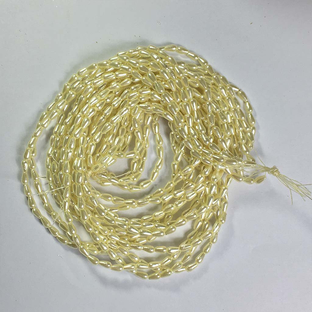 3MM Drop Shape Beads Pearl Cream Color 1Bunch (12 line)