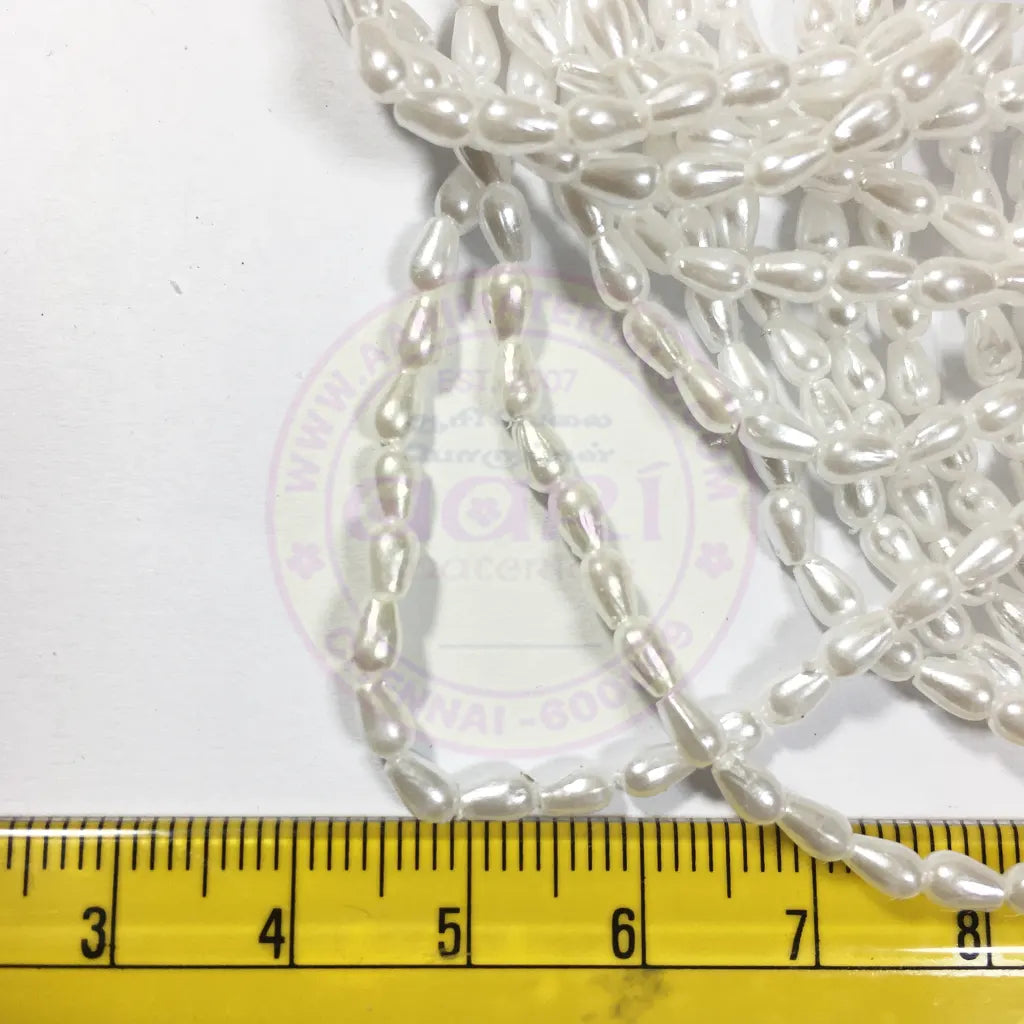 3MM Drpo Shape (Wheat Beads) Beads Pearl White Color 1Bunch (12 line)