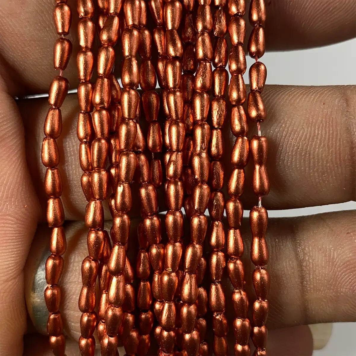 Drop Shape 3mm Copper Beads Bunch 12 line - A1 quality