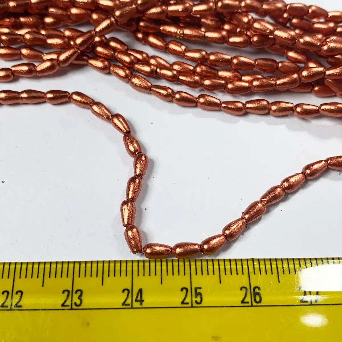 Drop Shape 3mm Copper Beads Bunch 12 line - A1 quality