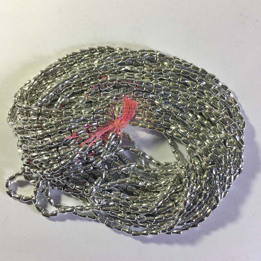 4mm Silver Color Drop Shape Beads 1Bunch(12 line)