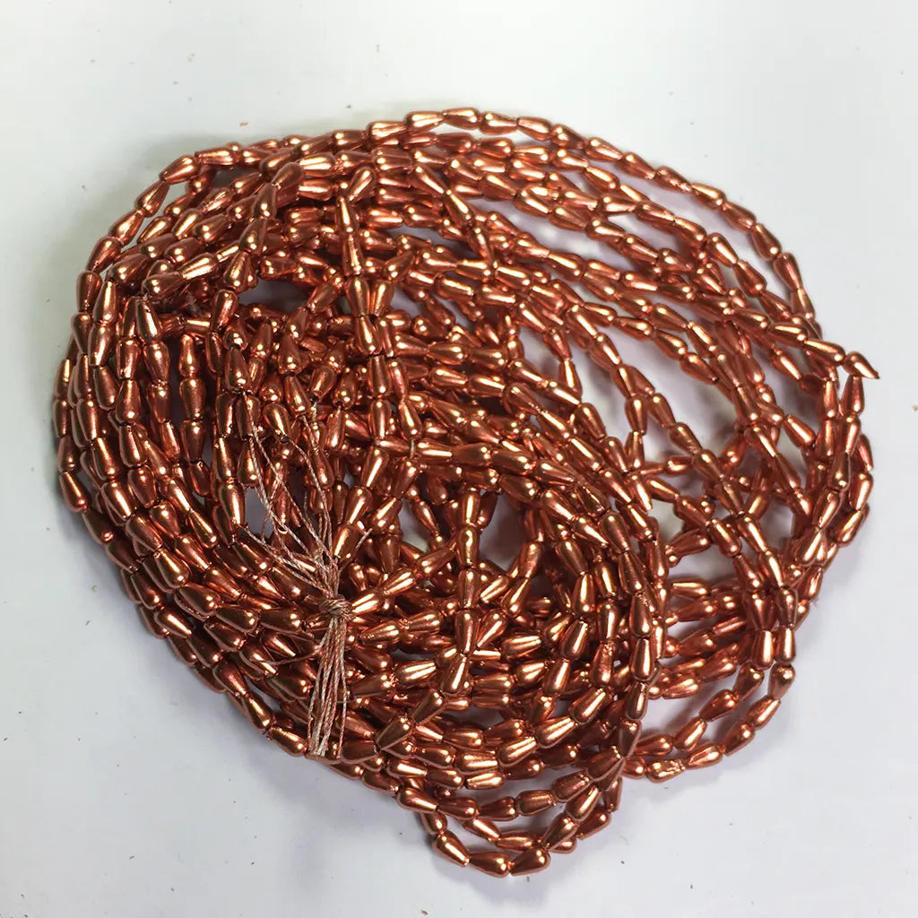 4MM Drop Shape Beads Copper Color 1Bunch (12 line) - 2nd Grade