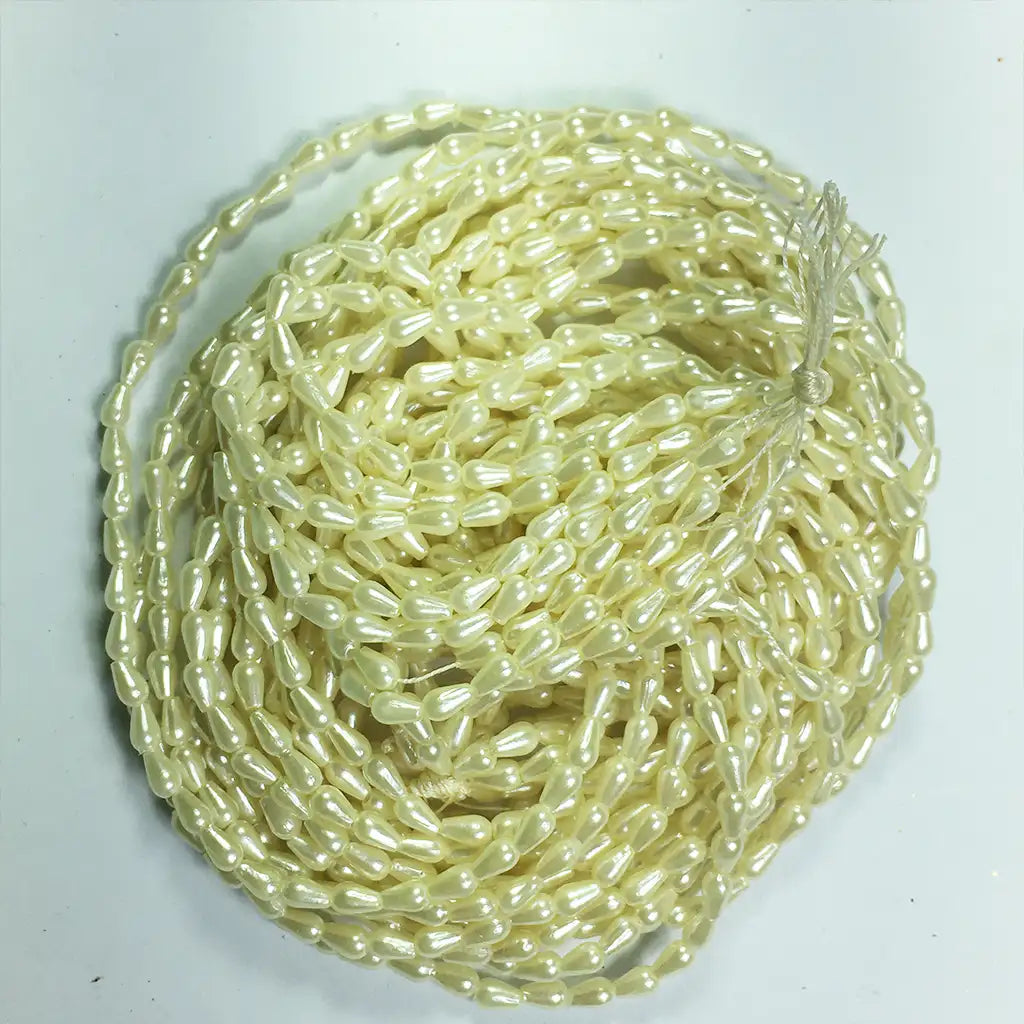 4MM Drop Shape Beads Pearl Cream Color 1Bunch (12 line)