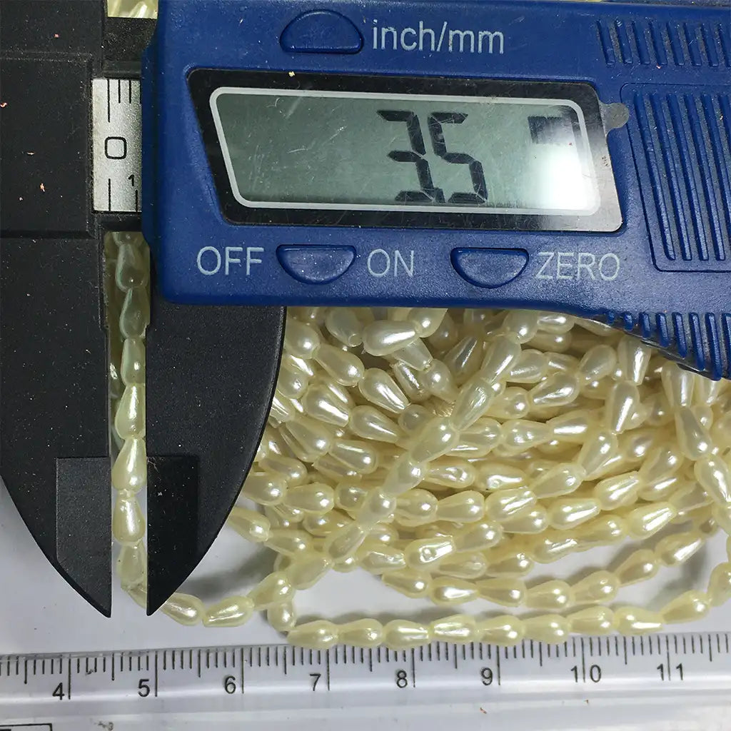 4MM Drop Shape Beads Pearl Cream Color 1Bunch (12 line)