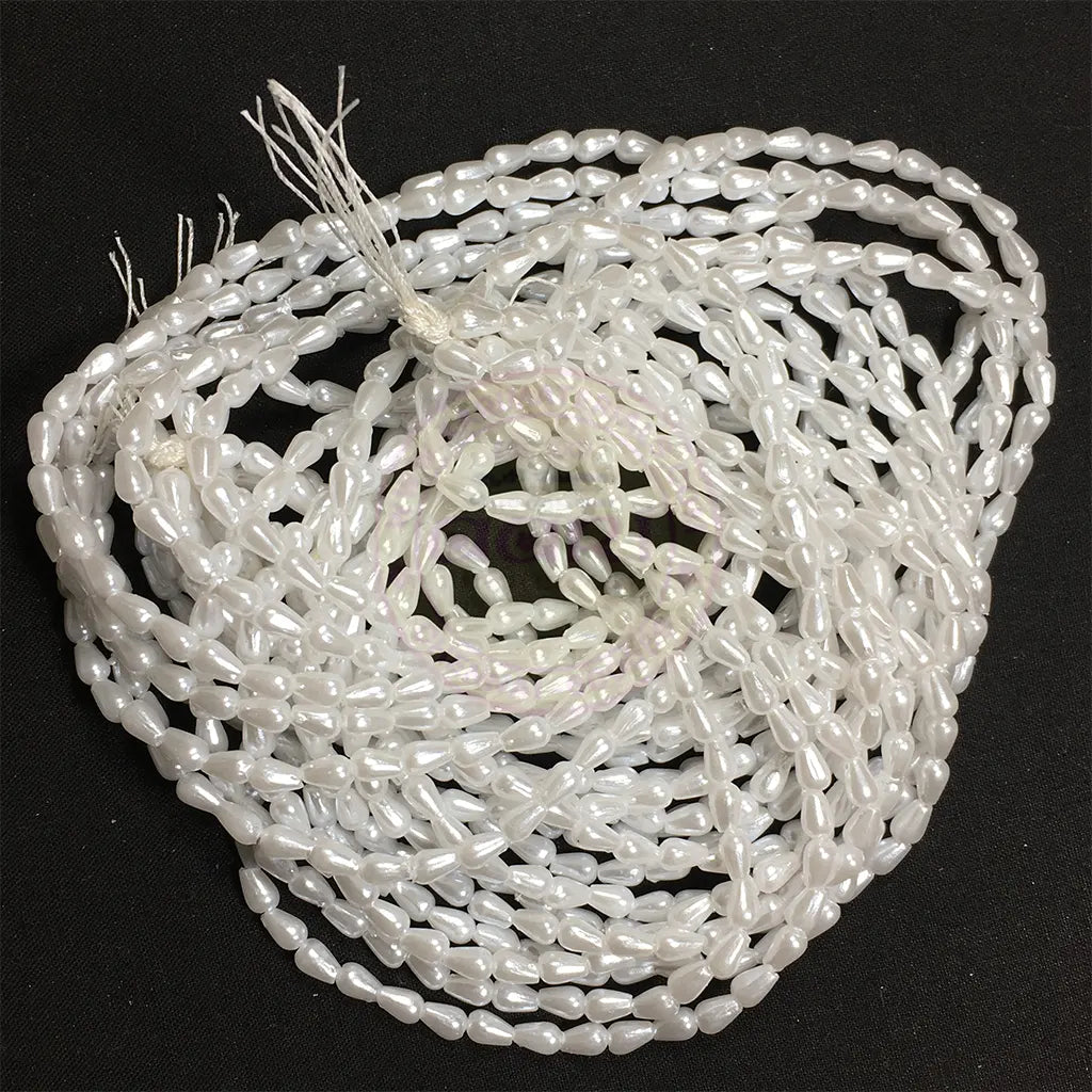 4MM Drpo Shape (Wheat Beads) Beads Pearl White Color 1Bunch (12 line)