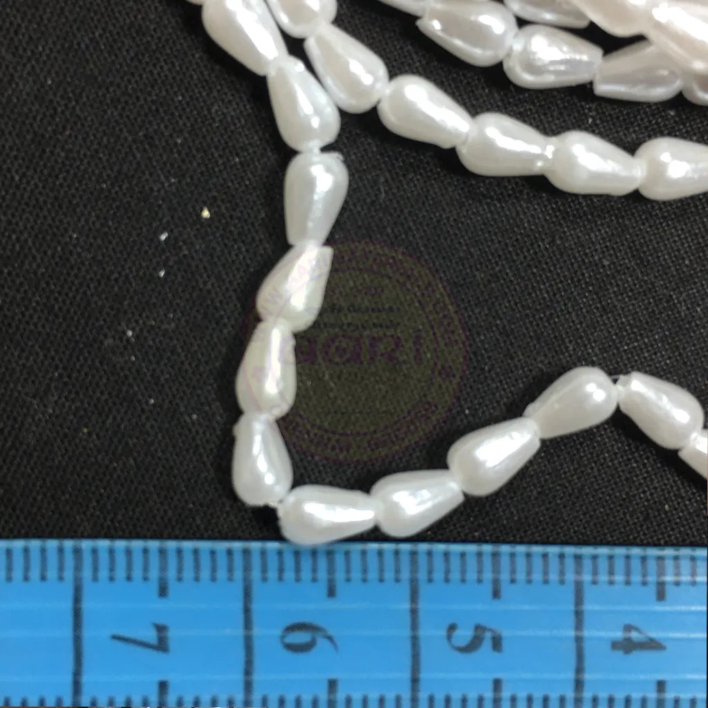 4MM Drpo Shape (Wheat Beads) Beads Pearl White Color 1Bunch (12 line)