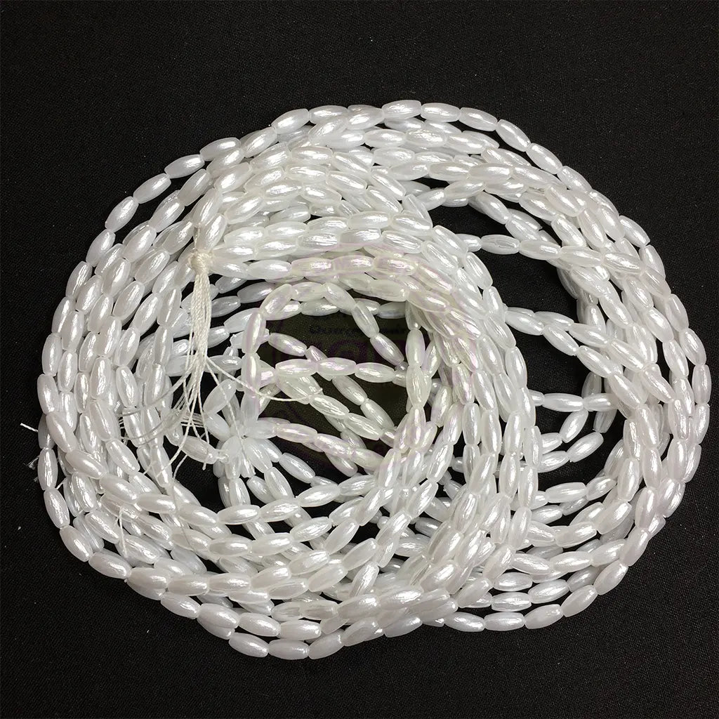 4MM EYE Shape (Rice Beads) Beads Pearl White Color 1Bunch (12 line)