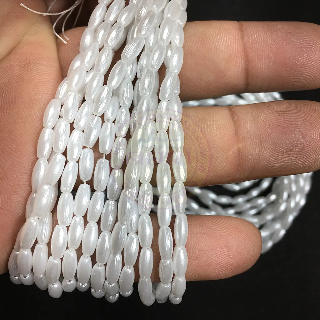 4MM EYE Shape (Rice Beads) Beads Pearl White Color 1Bunch (12 line)