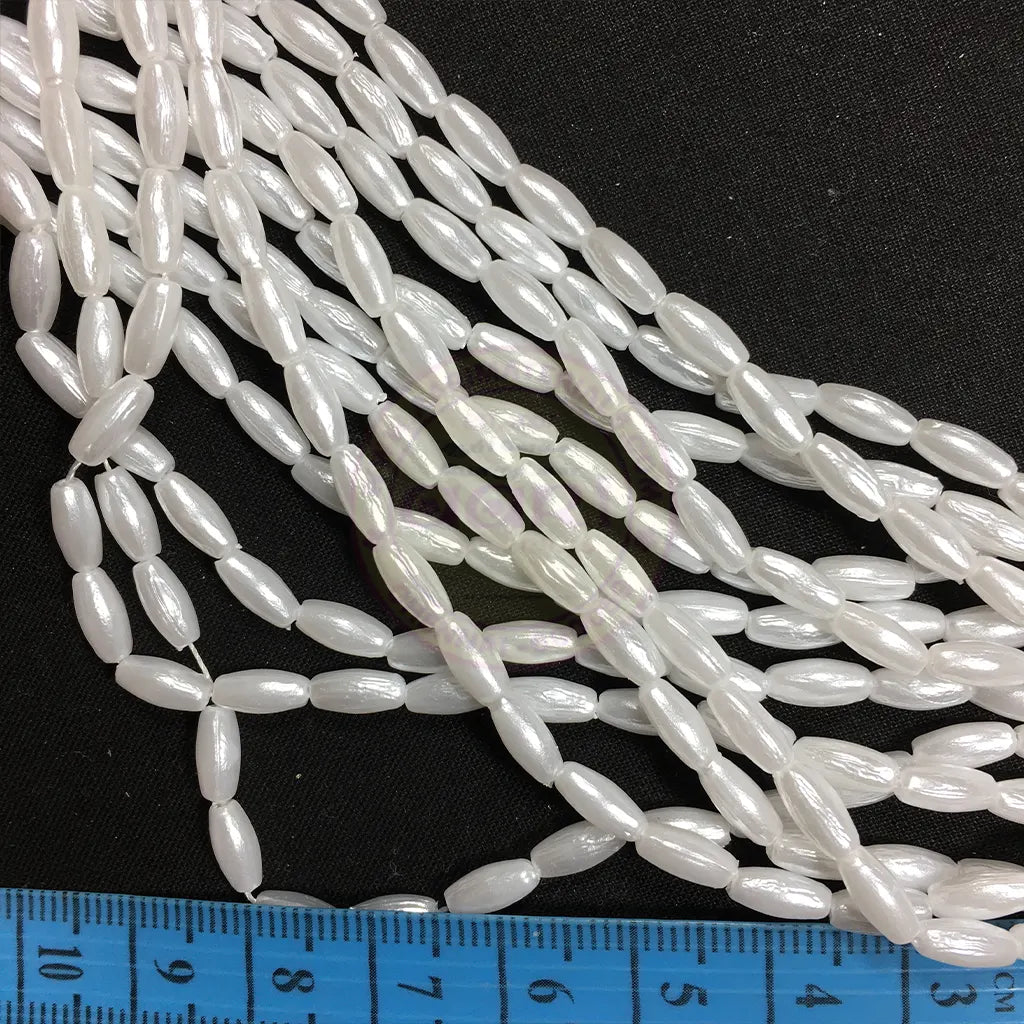 4MM EYE Shape (Rice Beads) Beads Pearl White Color 1Bunch (12 line)