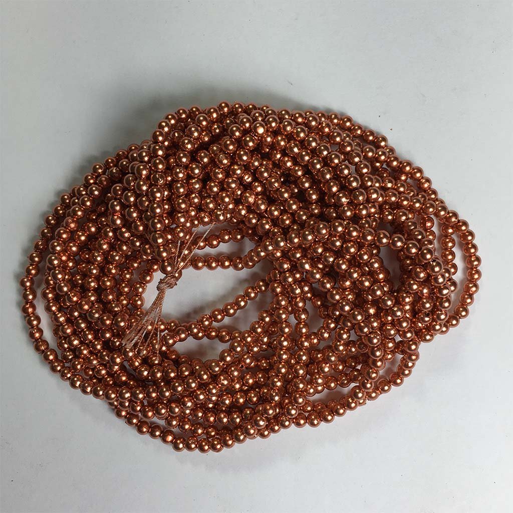 4mm Copper Beads Round Shape Bunch 12 line - 2nd Grade