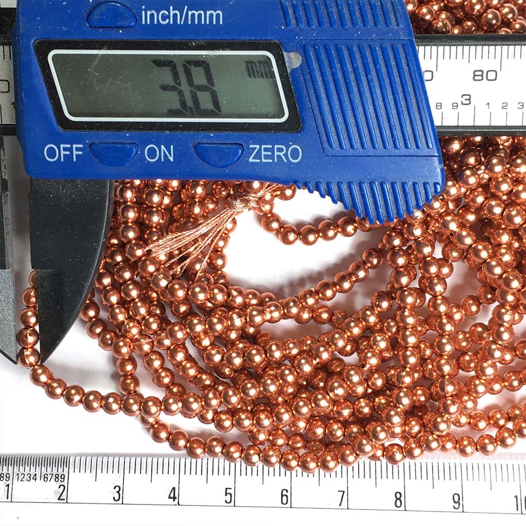 4mm Copper Beads Round Shape Bunch 12 line - 2nd Grade