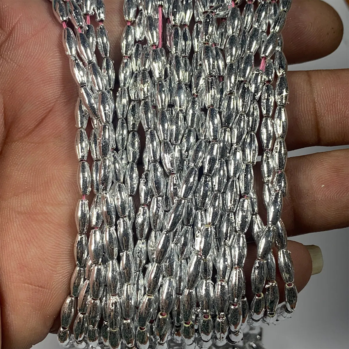 4mm Silver Color Eye Shape Beads 1Bunch(12 line)