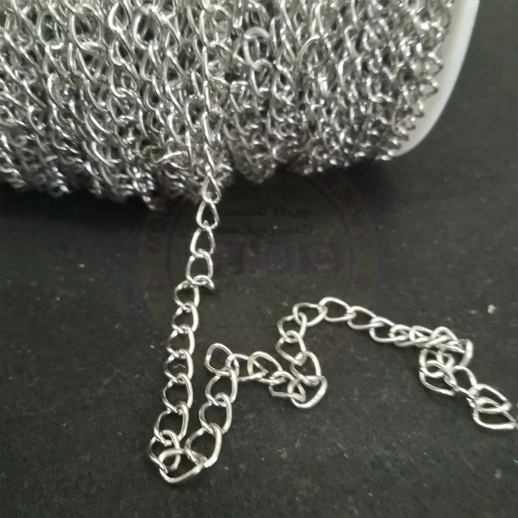 4mm Silver Curb Chain - Chunky Silver-plate Chain (1 meter)