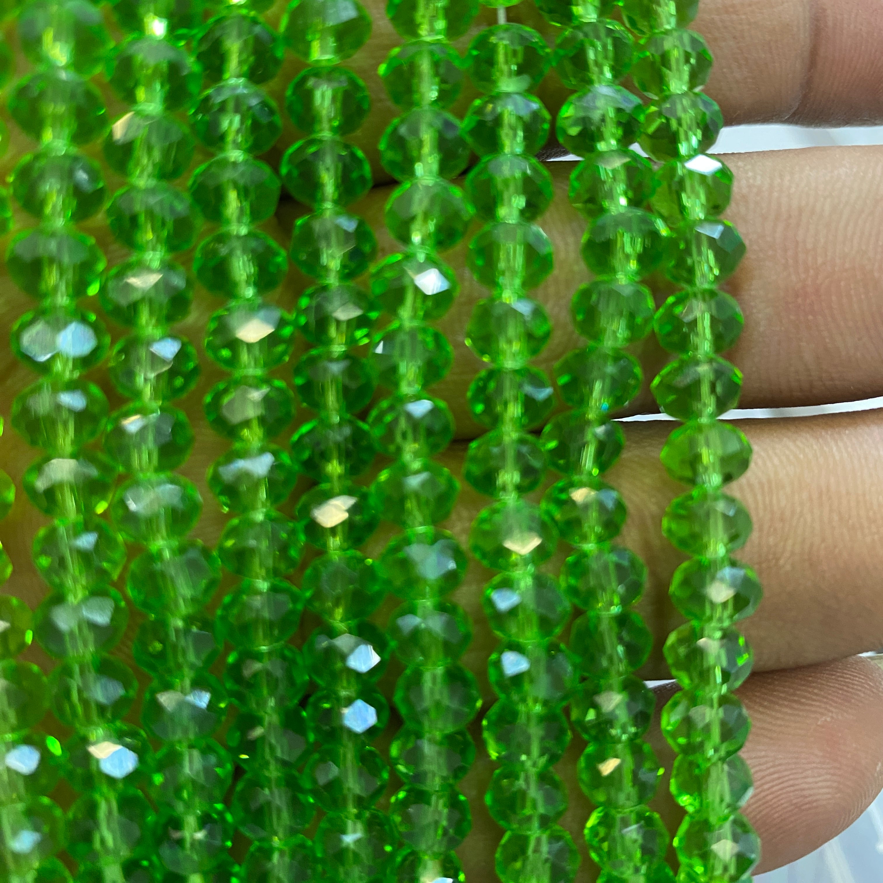 Light Green Color - 6mm Crystal Diamond Cut Round Faceted Beads 1 String