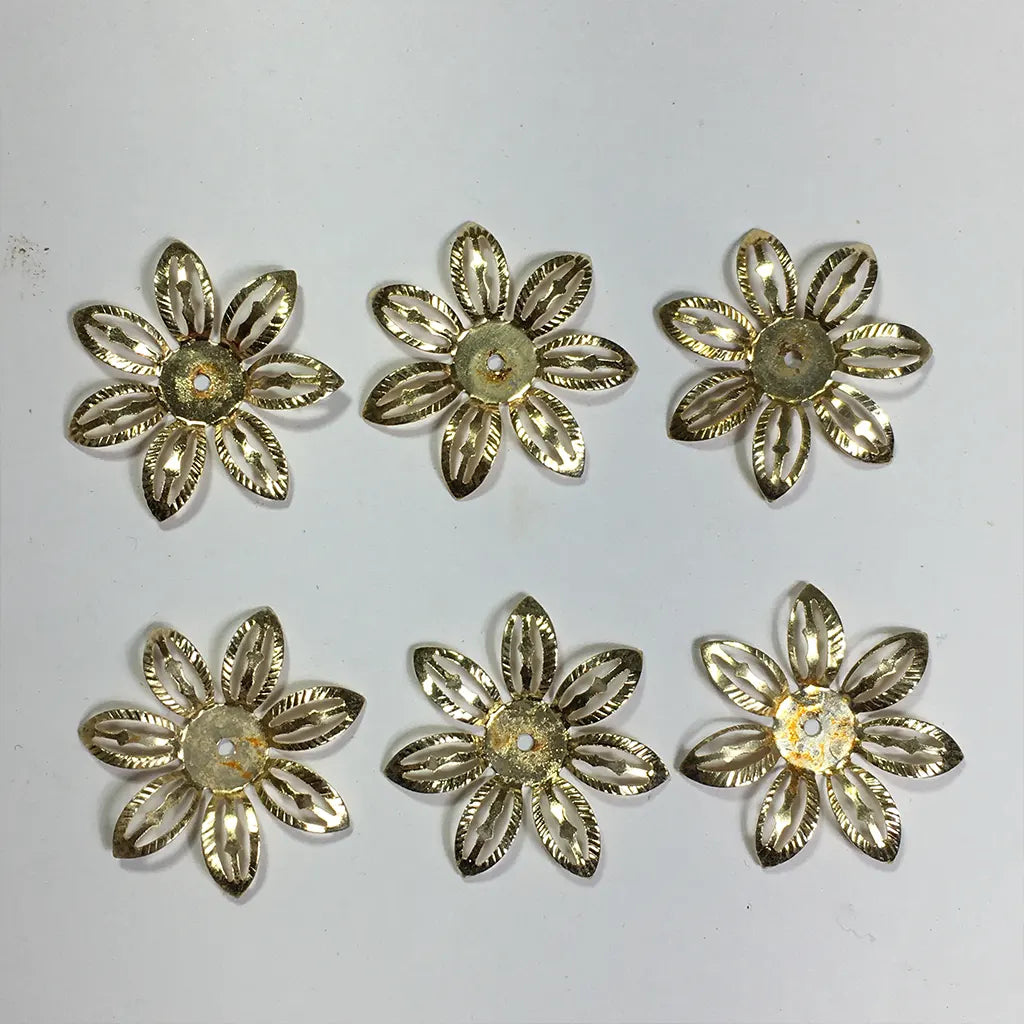 6 Pcs Metal Gold Flower Embellishment