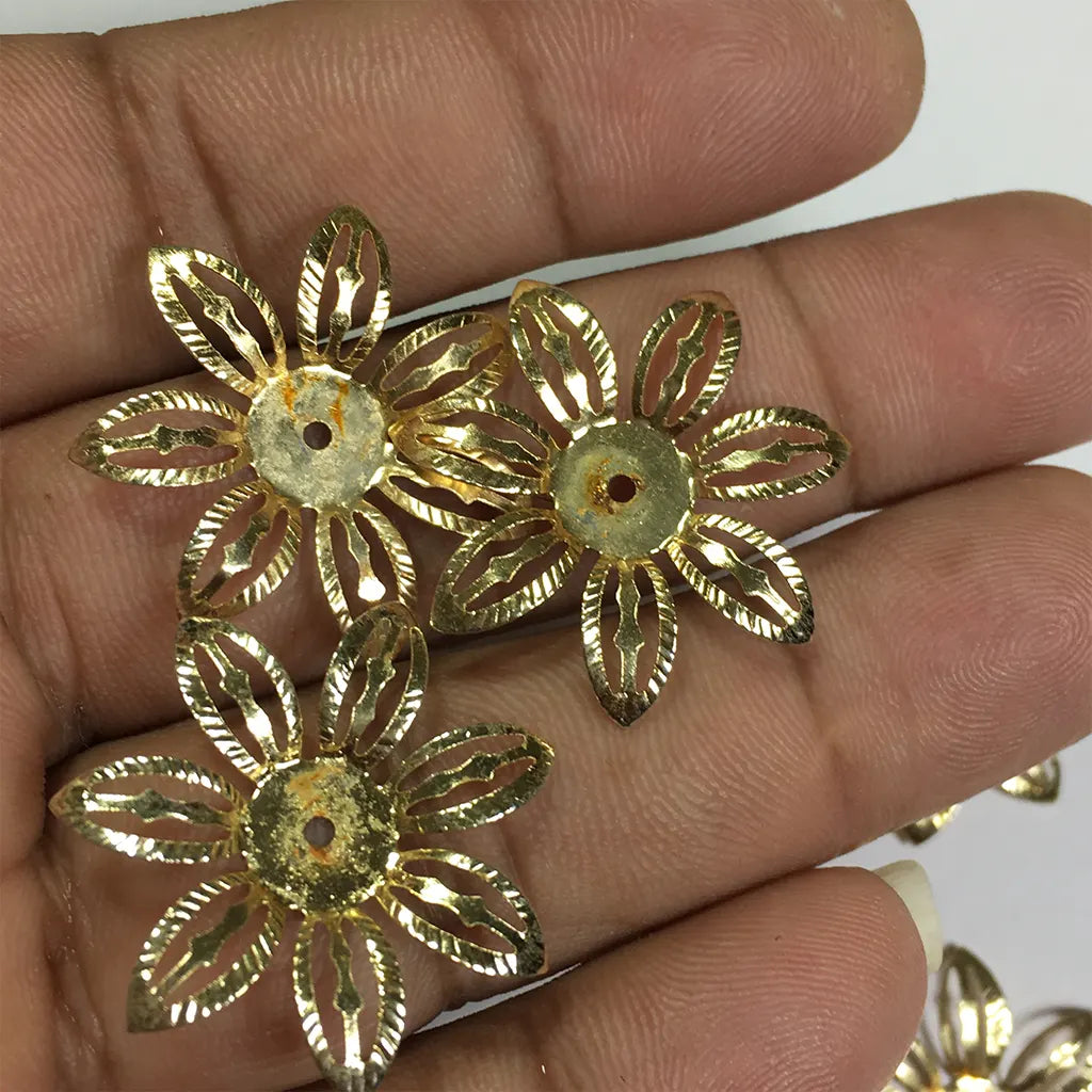 6 Pcs Metal Gold Flower Embellishment