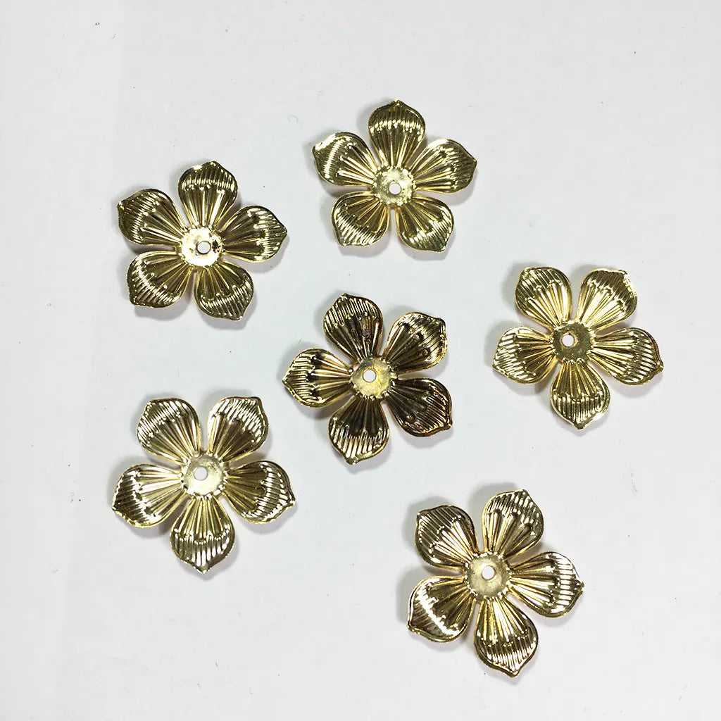 6 Pcs Metal Gold Metal Filigree Flowers Embellishment 2cm