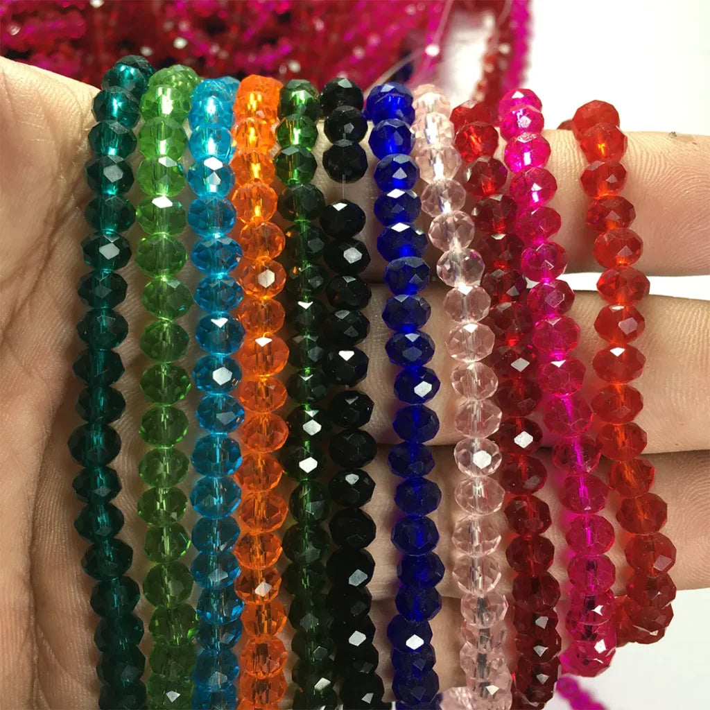 6mm Crystal Diamond Cut Round Faceted Beads 1 String