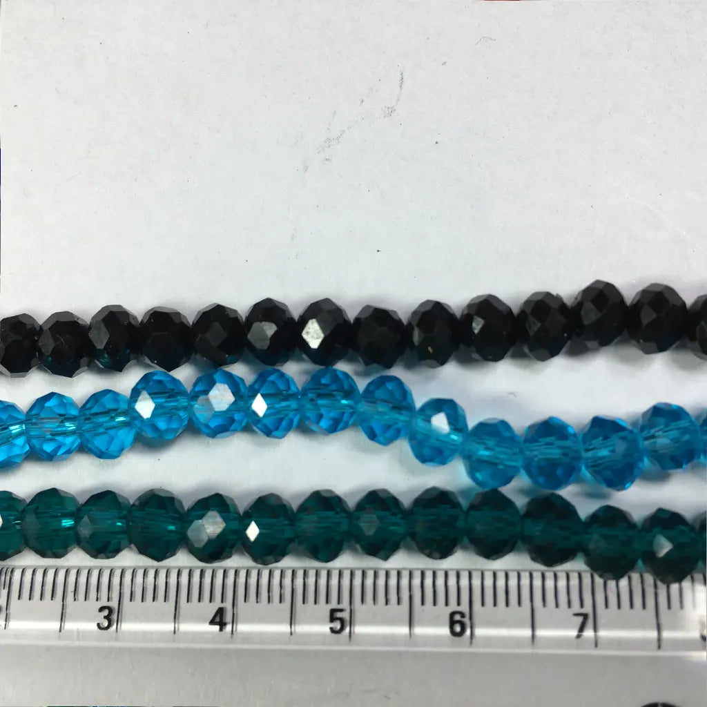 6mm Crystal Diamond Cut Round Faceted Beads 1 String