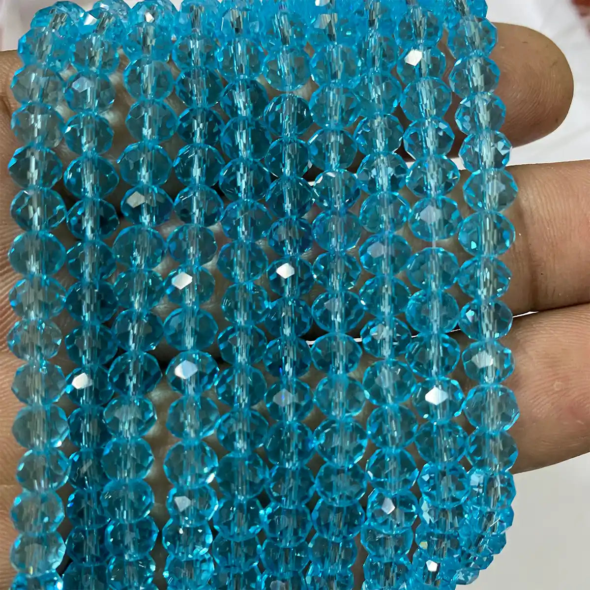 6mm Crystal Diamond Cut Round Faceted Beads 1 String